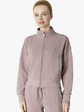 Leapstride Women's Fleeced Performance Jacket - Full-Zip Stand-Up Collar rose M